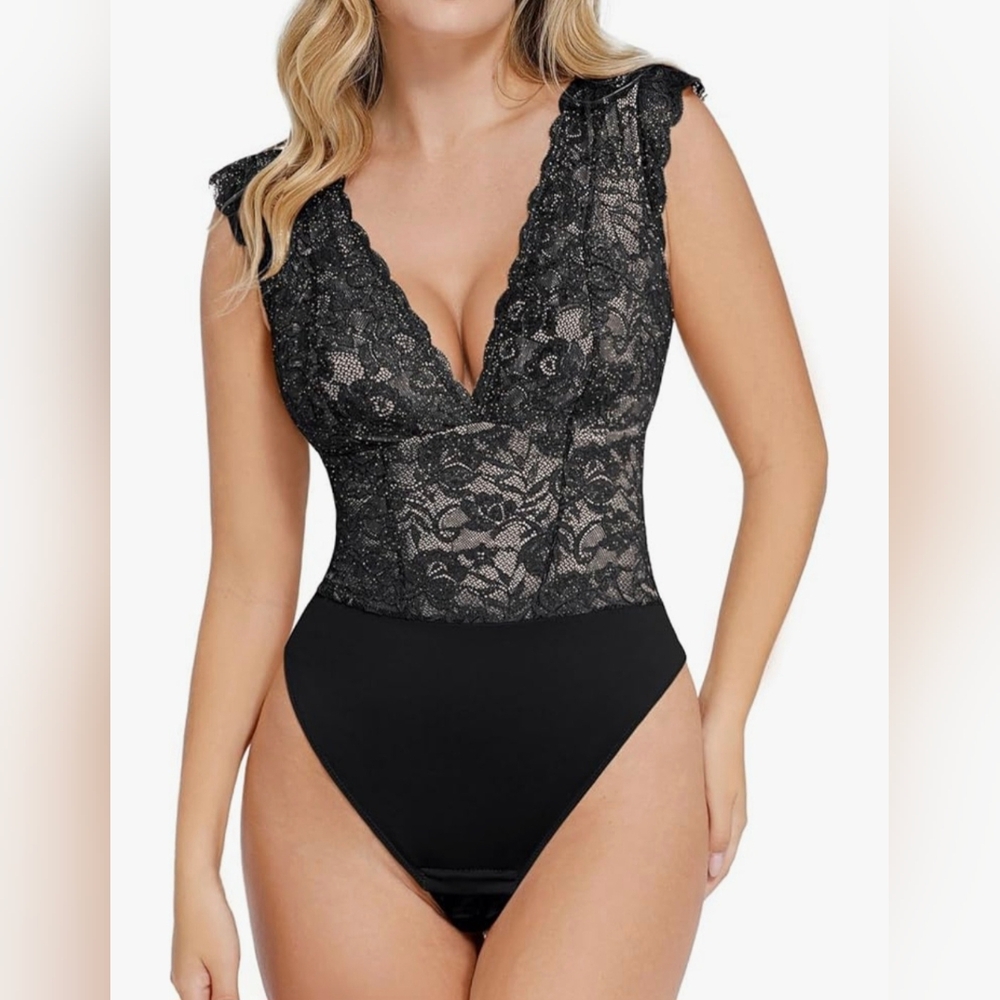 Chic Black Lace Shapewear Bodysuit